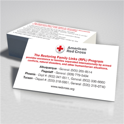 American Red Cross Business Card Restoring Family Double Sided